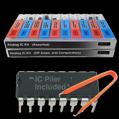 EEEEE IC kit 161 pcs, 20 Models Chip Assortment Set Analog Integrated Circuits Electronics Parts Opamp Pack, 555 Timer Components, Op Amp, Oscillator, Pwm, IC Plier Included UA741 LM358 and More..