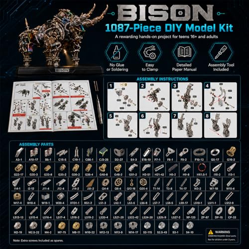 3D Metal Puzzle for Adults Bison Model Kits 3D Metal Puzzles Mechanical Bulls Building Blocks Difficult DIY Assembly - High-end Gifts for Men - style: Bison