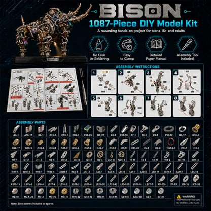 3D Metal Puzzle for Adults Bison Model Kits 3D Metal Puzzles Mechanical Bulls Building Blocks Difficult DIY Assembly - High-end Gifts for Men - style: Bison