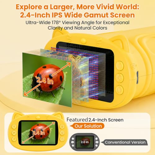 Kids Microscope, 4K 1000X Zoom, 2.4" Screen, STEM Toy for Ages 4-8 - color: Yellow