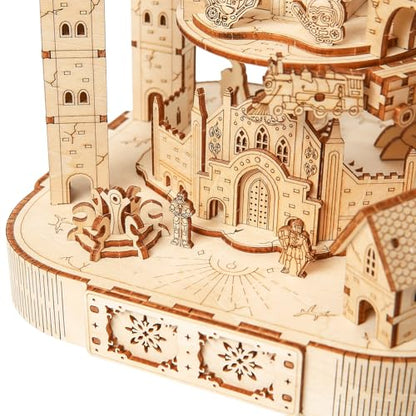 3D Wooden Puzzle for Adults with Music, Magic Castle Rotatable Train Architecture Model Kit, DIY Assembly Mechanical Building Craft Toy, Birthday Gift for Women Men 14+, Home Decor, 149 PCS