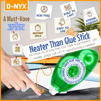 D-NYX Double Sided Tape Scrapbook Tape Roller, Adhesive Glue Runner, Scrapbooking Journaling Supplies, Must Have Glue Tape Roller for Paper Art & Craft Card Making Gift Wrapping Office School Home - size: 4 Pack