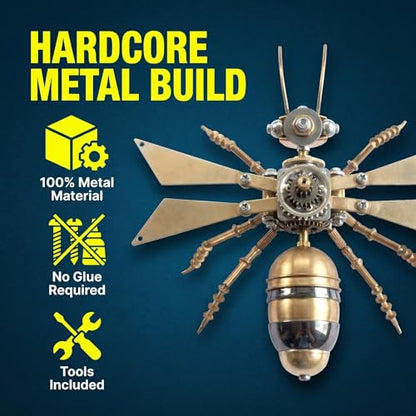 3D Metal Puzzle Mechanical Model Kit Steampunk Bee Insect 150+ Parts 2-3 Hours Build No Glue Screw Assembly Ideal Gift for Hobbyists Men Teens 14+ (Flying Ants) - style: Flying Ants