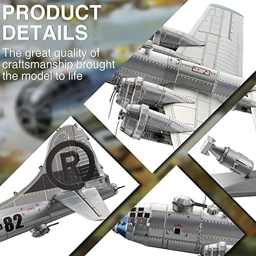 Piececool 3D Metal Puzzles, American Military Airplane Model Building Kits for Adults DIY Assembly Brain Teaser Puzzle, Best Gifts & Desk Decor. - style: B-29 Bomber