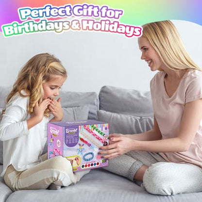 Kinizeder Bracelet Making Kit, Arts and Crafts for Girls Ages 8-12, Weaving Bands DIY Toys for Friendship Birthday Gifts for Kids 6, 7, 9, 10, 11, 13, Rubber Band Bracelet kit with 1000+ Bands