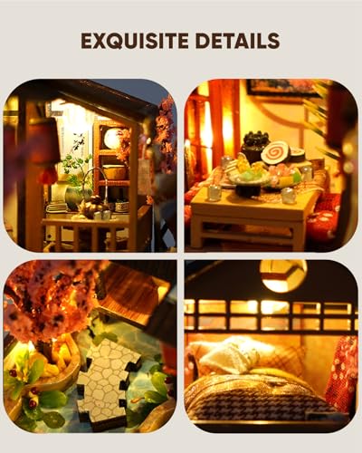 DIY Japanese Miniature House Kit Dollhouse Kit for Adults to Build - color: Japanese Garden House