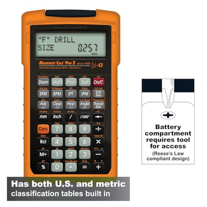Calculated Industries 4088 Machinist Calc Pro 2 Advanced Machining Calculator | Speeds and Feeds, DOC, LOC and WOC for Materials and Tool settings | Machinists, Setters, Tool & Die Makers, Shop Owners