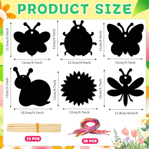 JULMELON 36 Pcs Spring Bugs Scratch Cards for DIY Spring Crafts - style: Spring
