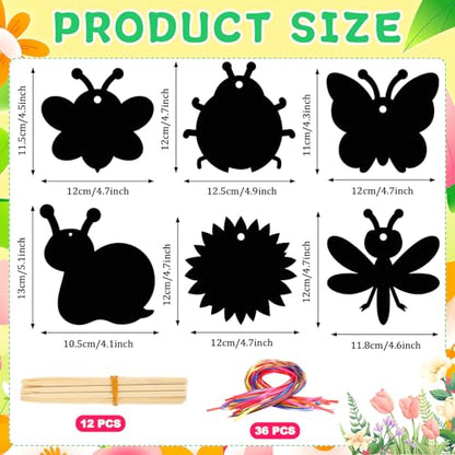 JULMELON 36 Pcs Spring Bugs Scratch Cards for DIY Spring Crafts - style: Spring