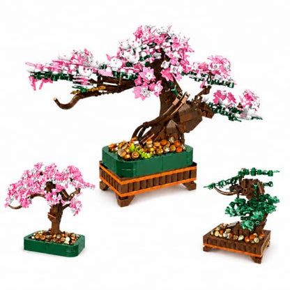 NEWABWN 3-in-1 Cherry Blossom Bonsai Tree Building Set, 711 Pieces - style: 3in1-Tree
