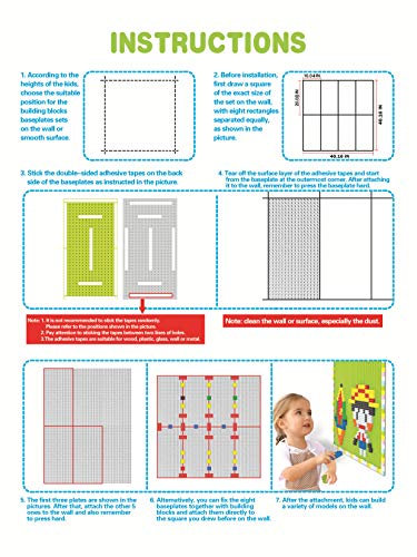Build On Wall or Table - Customize Building Block Wall, 8 Pack (10" x 20") Self Adhesive Building Base Plate, 440 Pcs Compatible with All Major Brand Brick - Fastest Easiest DIY Fun Wall and Desk - style: 440 Pcs Building Blocks and 8 Pcs Baseplate