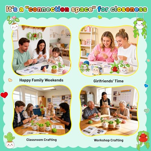 Joyclub Crochet Kit for Beginners 6 Fake Plants with Video for Adults - color: Colorful Plant