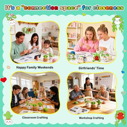 Joyclub Crochet Kit for Beginners 6 Fake Plants with Video for Adults - color: Colorful Plant