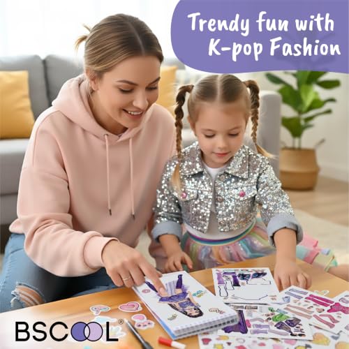 BSCOOL 2 Pcs Kpop Sticker Activity Book for Girls – Dress Up Paper Dolls - - color: Multipack - 2pcs Kpop