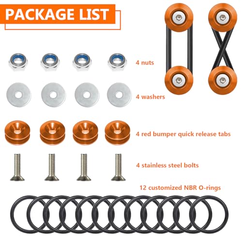BFXM Universal Bumper Clips, Front Rear Bumper Quick Release Kit - color: Orange, size: 2set