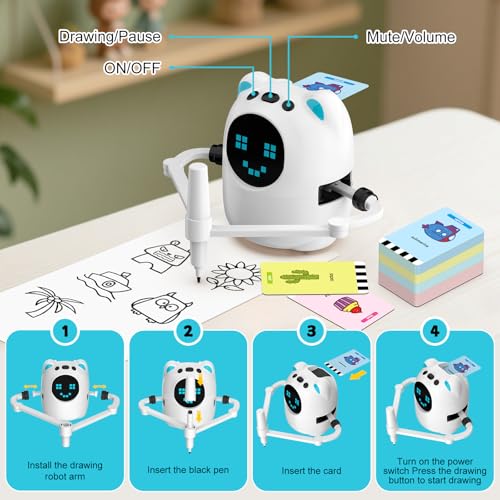 Drawing Robot for Kids, Educational Learning Drawing Toy Doodle Bot, 3 4 5 6 7 8 Year Old Boys Girls Birthday Gift, Kids Toys for Ages 5-7