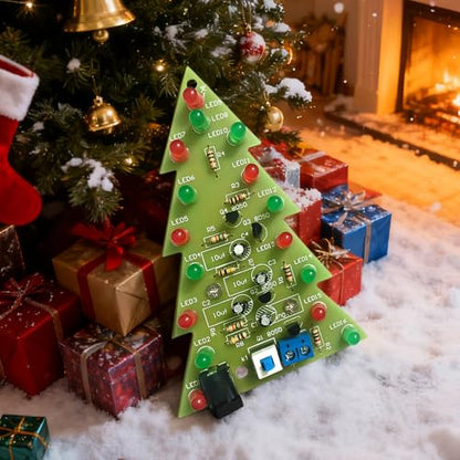 16 Lamp Christmas Tree SMT Soldering Practice Board Kit DIY Electronics Kit Welding Practice Kit for aged 14+ STEM Beginners