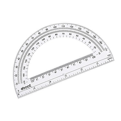 EBOOT Plastic Protractor Math Protractors 180 Degrees, 6 Inch, Pack of 2 (Clear) - color: Clear