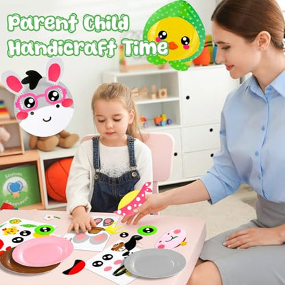 16 Pack Arts and Crafts for Kids Toddler DIY Animal Paper Plate Art Gifts - style: farm