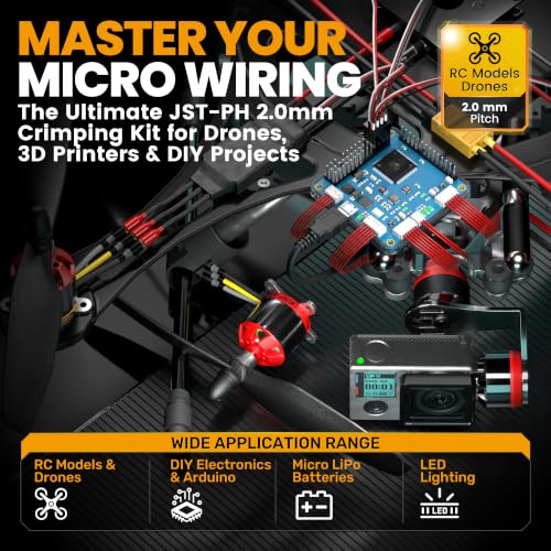 SOMELINE Crimping Tool & JST-PH 2.0mm Connector Kit, 2/3/4/5/6 Pin 640 pcs