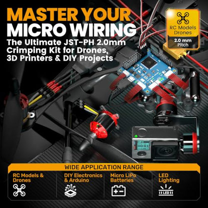 SOMELINE Crimping Tool & JST-PH 2.0mm Connector Kit, 2/3/4/5/6 Pin 640 pcs