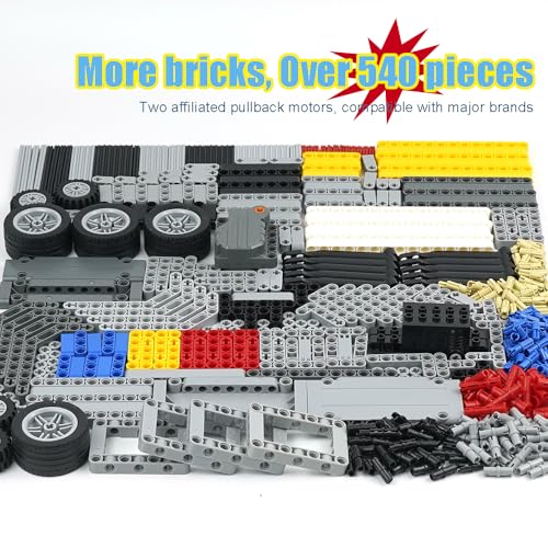 544pcs Technical Parts Bricks, Beams Engine Pullback Motor Kit - color: 544pcs With Motors