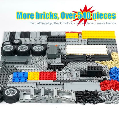 544pcs Technical Parts Bricks, Beams Engine Pullback Motor Kit - color: 544pcs With Motors