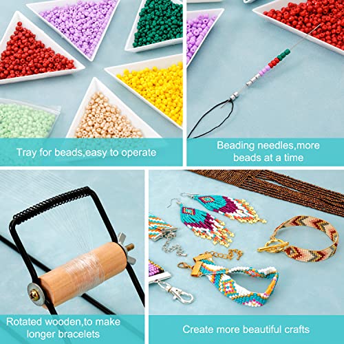 PP OPOUNT Value Bead Loom Kit, 11343 PCS Loom Beading Supplies with Lots of Seed Beads, Complete Jewelry Making Tools and Accessories, Beading Loom Kits for Adults Jewelry Making Bracelets Belts - size: 11343 PCS