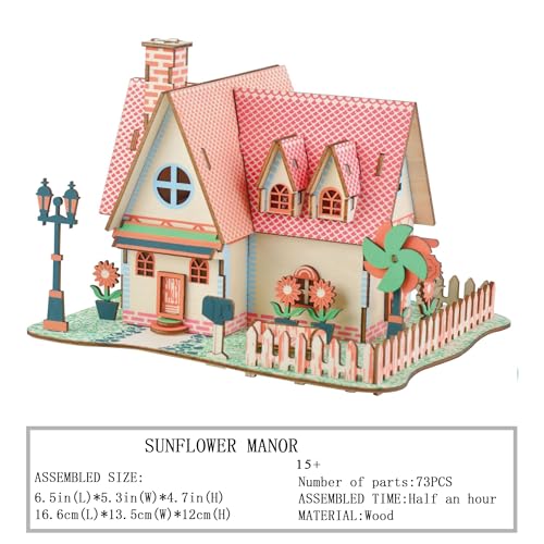 Log Cabin 3D Wooden House Puzzle,DIY Mini Building Model Kit，018 - color: 018