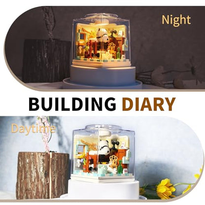 Insgen Panda Bedroom Building Blocks Set with Transparent Dust Cover