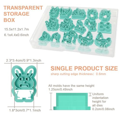 15Pcs Animal Polymer Clay Cutters Rabbit Duck Polymer Cutter for Clay Earrings Making Festival Jewelry DIY - color: Funny Animal