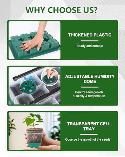 12 Cell Seed Starter Kit with Grow Light Heating Mat & Silicone Pots - size: 12 Cell