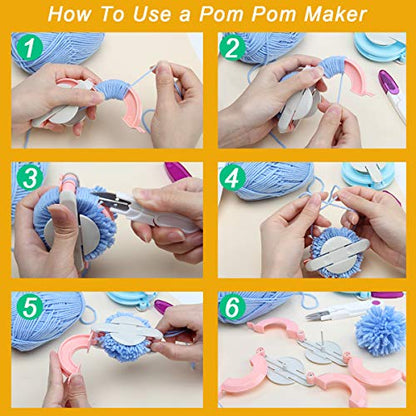 Zhaoyao Pompom Makers 4 Size Pom Poms Maker Tool Set - color: Pompom Makers with Cutter Scissors