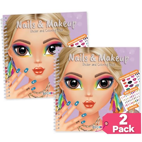 BSCOOL Nails and Makeup Coloring Book for Girls 2 Pack. Sticker Book - color: 2 PCS - Nails and Make Up
