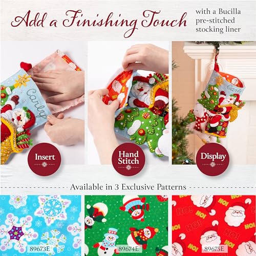 Bucilla, Felt Applique 18" Stocking Making Kit, Holiday Knitting, Perfect for DIY Arts and Crafts