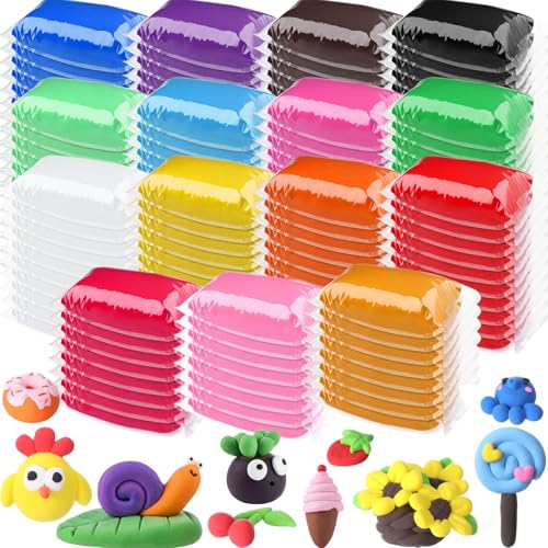 VioraWhite 144 Pcs Air Dry Clay Bulk 76 oz DIY Modeling Clay Kit - color: Multicolor