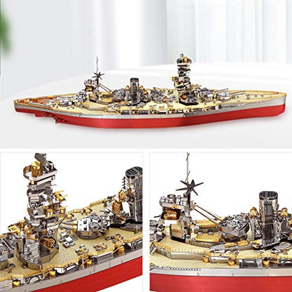 Piececool 3D Metal Puzzle Warship Model Kits, Fuso Battleship Military Watercraft Model Building Kits for Adults, DIY 3D Puzzle for Famliy Time, Great Gift-330 Pcs - color: Fuso
