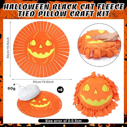 Weysat 6 Sets Halloween Pumpkin Tied Pillow Craft Kit Jack-o'-Lantern - style: Halloween Pumpkin