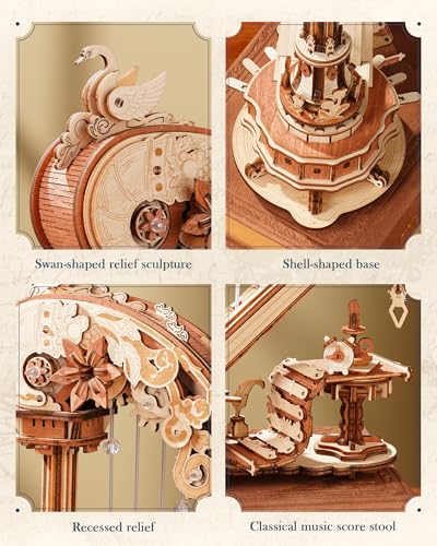 ROKR 3D Puzzles for Adults Harp Music Box, 3D Wooden Puzzle Building Kits