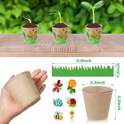 Jecery 12 Sets Garden Planting Kit DIY Foam Pots for Plants with Stickers