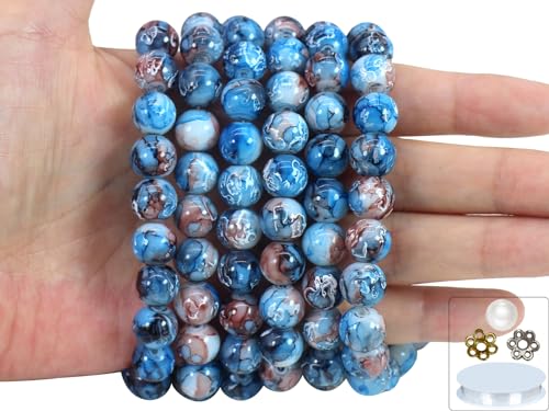 10mm Blue Glass Beads Kit 300pcs for Jewelry Making - size: 10mm Blue #381