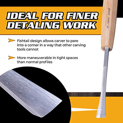 Schaaf Wood Carving Tools 4-pc Wood Chisel Set, Fishtail Gouges, Sharpened - color: Professionally Sharpened 4 Piece Fishtail Set