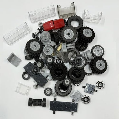 160PCS Wheels and Axles Sets Car Parts Building Kit with Tires, Windshield, Chassis & Steering Wheel Compatible with Major Brands - Educational Toys for Kids