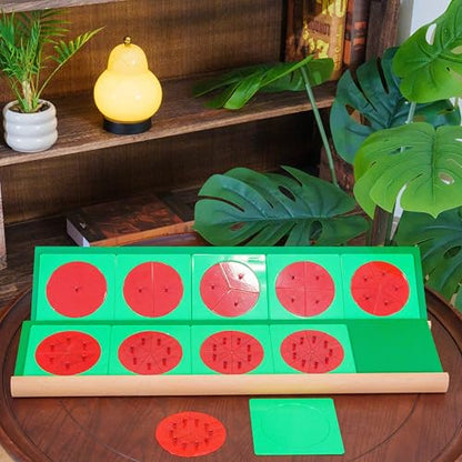 Premium Montessori Large Metal Fraction Circles with Stand 26in 9.2lbs, Beechwood & Metal Math Manipulatives for Kids, Fraction Learning Toys, Classroom Homeschool Materials for Kids Ages 5-10