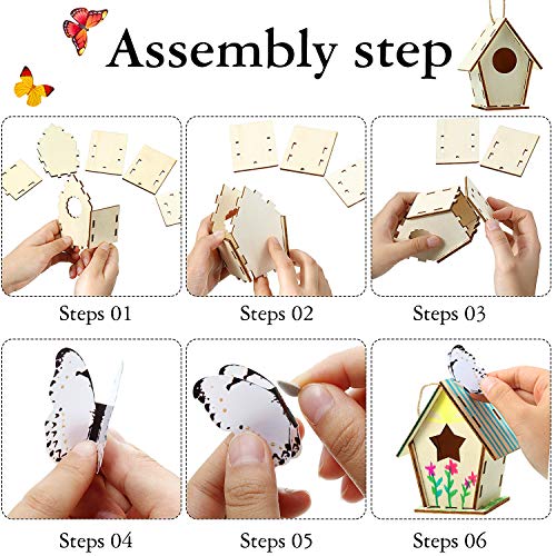 Outus 12 Pcs Wooden Birdhouse Kits, 4 Shapes, Classic Style, 3.6×4 Inch - style: Classic