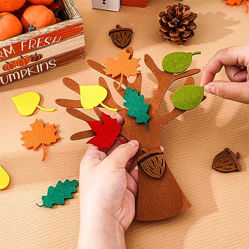 Whaline 192 Pcs Fall Tree of Thanks Felt Craft Kit Autumn Trees Maple Leaves Ornaments Felt Board for DIY Art Craft Fall Thanksgiving Party Gift Supplies Home Classroom Door Wall Hanging Tree Decor