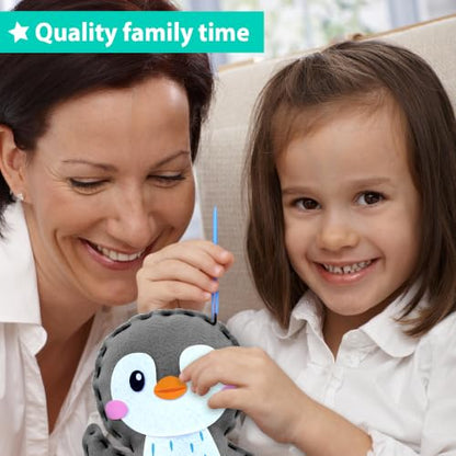 KRAFUN Beginner Sewing Kit, Sew Penguin & Fish, Pre-Cut Felt, Kids Ages 5+ - color: Penguin