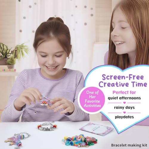 Charm Bracelet Making Kit & Unicorn/Mermaid Girl Toy- ideal Crafts for Ages 8-12 Girls who Inspire Imagination and Create Magic with Art Set and Jewelry Making Kit