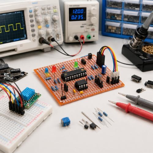 15 Pcs PCB Board Prototype Kit Protoboard Circuit Board Breadboards, 5X7cm PCB Protoboards, 432 Holes Perfboard Universal Printed Circuit Breadboard for Electronic Projects Experiment DIY Soldering