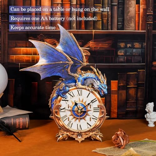 Blue Dragon Clock, 3D Wooden Puzzles for Adults, Mechanical Wood Model Kit